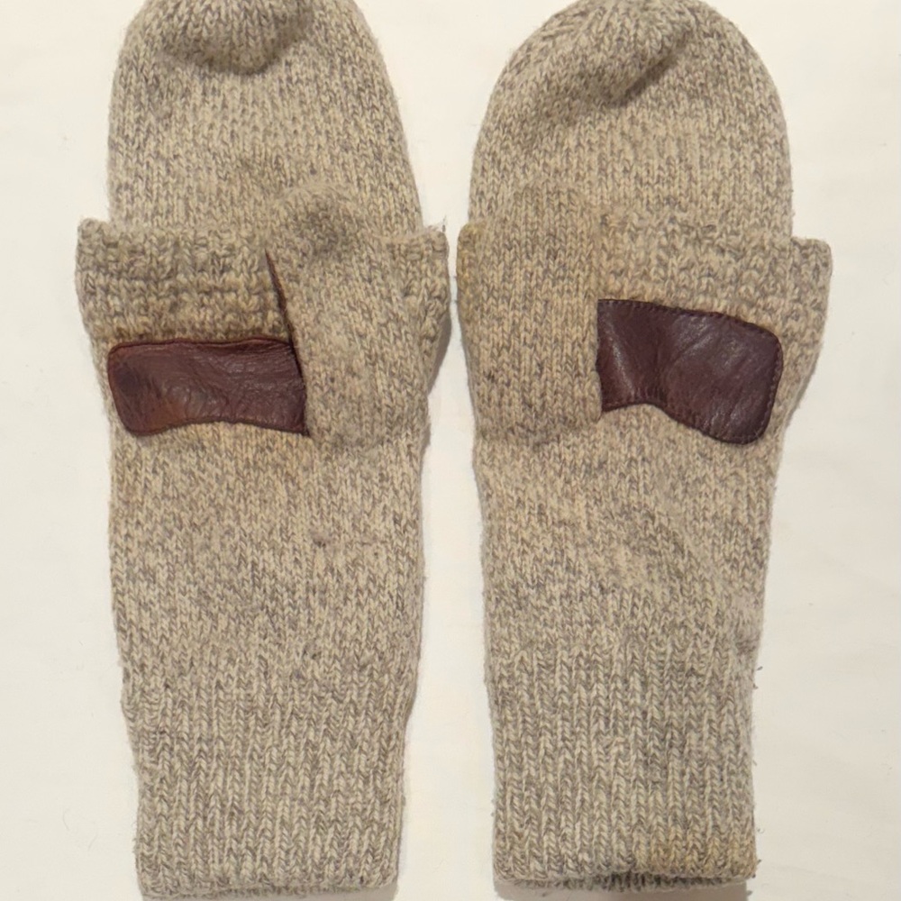 Vintage Lands End Wool Mitten Gloves Size S/M